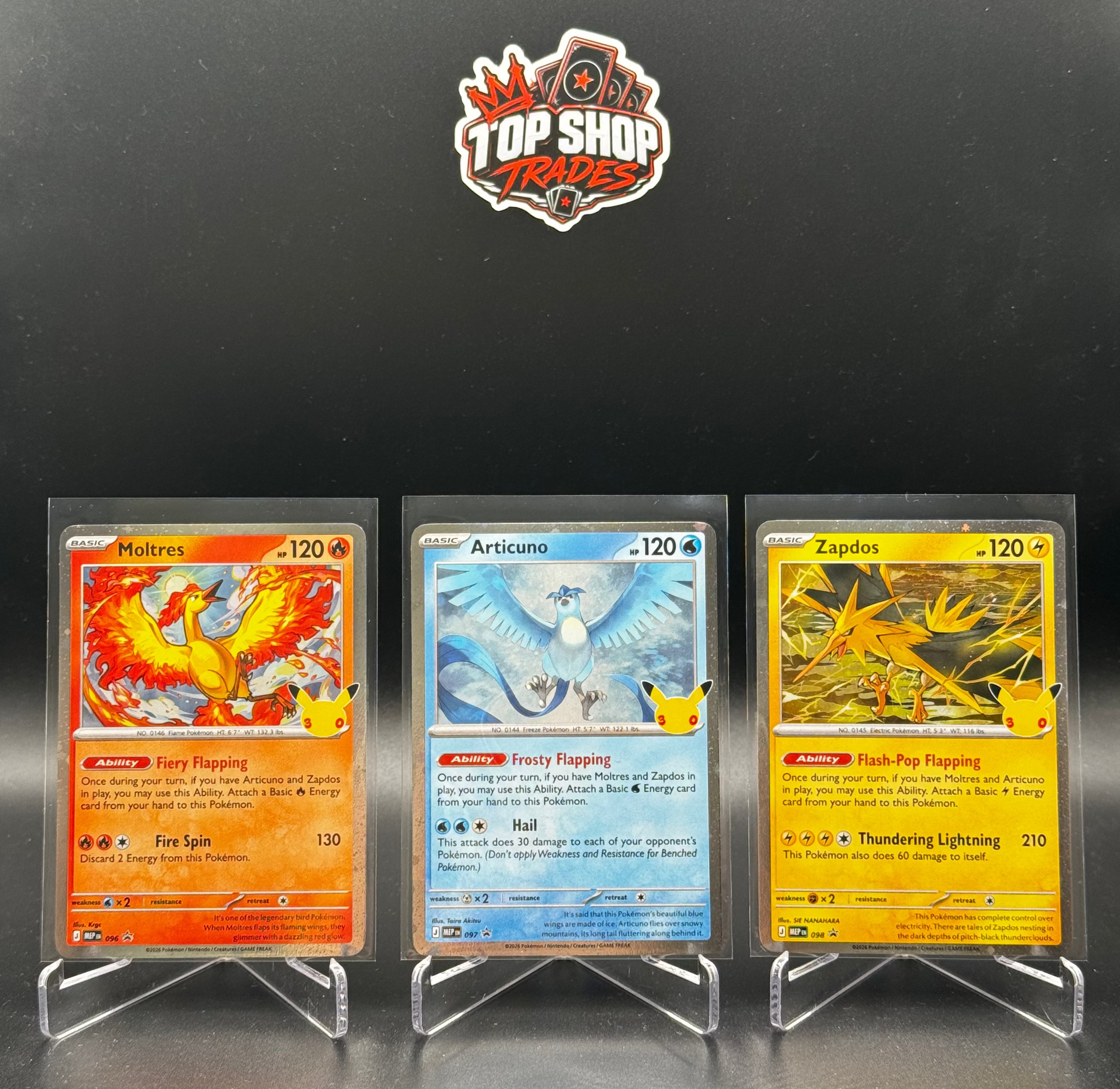 Pokémon TCG 30th Celebration Legendary Birds Promo Card Set 096–098